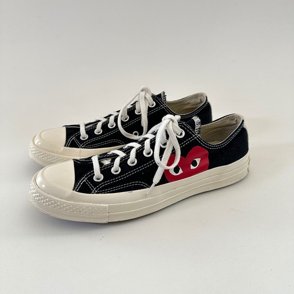 Converse Comme des Garcons Play Sneakers Chuck 70 Low Black Heart Men 7 Womens 9 - Picture 2 of 11
